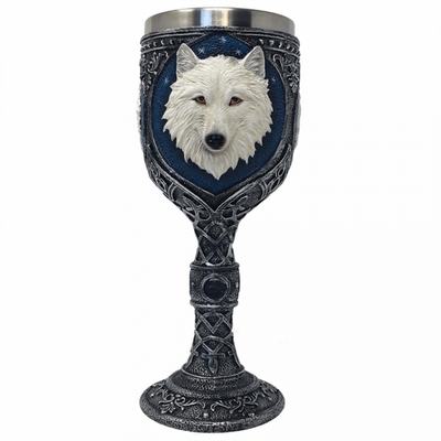 Kelk Beker met Witte Wolf Handgeschilderd (19 cm)