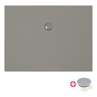 Douchevloer Xenz Flat Plus | 120x100 cm | Incl.Afvoersifon-Chroom | Acryl | Rechthoekig | Cement mat