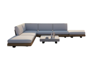 Los Angeles lounge corner set 7pcs anthracite alu/acacia teak look Eurofar - Eurofar