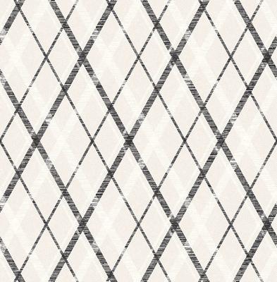 Dutch Wallcoverings Sauvage Ruit - Grijs/Zwart