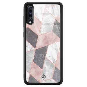 Samsung Galaxy A50 glazen hardcase - Stone grid