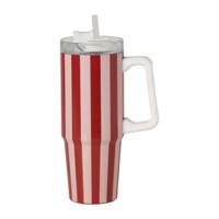 Drinkbeker streep - rood - 900 ml