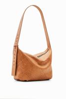 Grote leren tas met logo's - BROWN - U