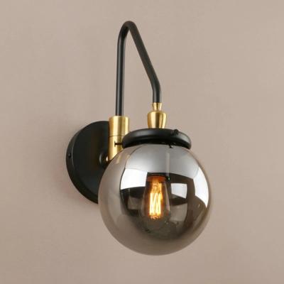 Wandlamp retro &apos;Goldberga&apos; E27 fitting -zwart/goud