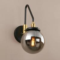 Wandlamp retro &apos;Goldberga&apos; E27 fitting -zwart/goud