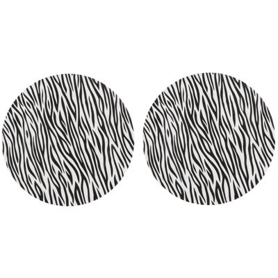 Onderborden Zebraprint - 4x st - rond - D33 cm - kunststof - diner borden - onderzetborden