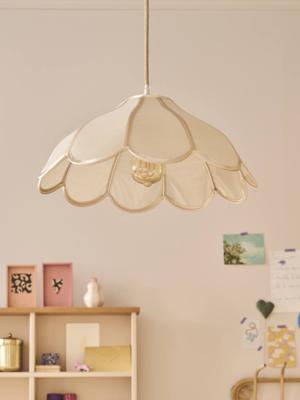 Bloemvormige stoffen lampenkap voor hanglamp ecru