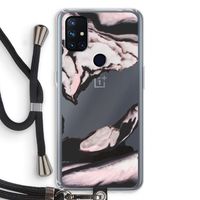 Roze stroom: OnePlus Nord N10 5G Transparant Hoesje met koord