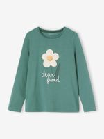 Shirt met konijnmotief en sierstrik voor meisjes smaragdgroen