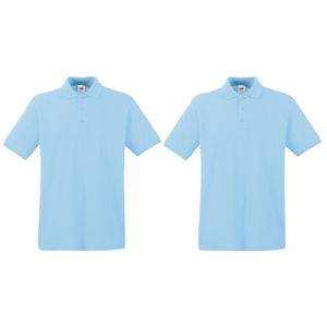 2-Pack maat L lichtblauw poloshirt premium van katoen voor heren