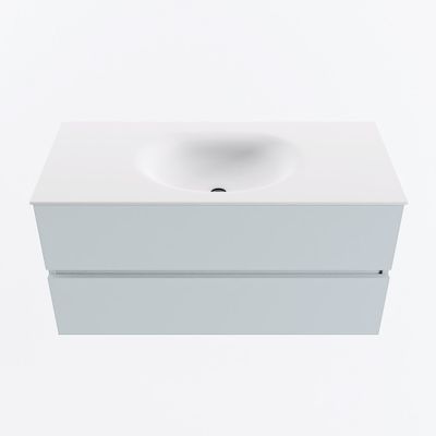MONDIAZ VICA 100cm badmeubel onderkast Clay 2 lades. Wastafel MOON midden 1 kraangat, kleur Talc.