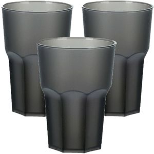 Drinkbekers - 24x stuks - onbreekbaar kunststof - zwart - 480 ml