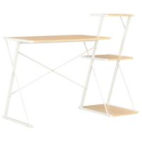 Bureau met schap 116x50x93 cm wit en eikenkleurig