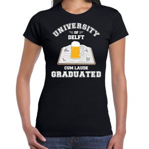 Studenten carnaval t-shirt zwart university of Delft voor dames