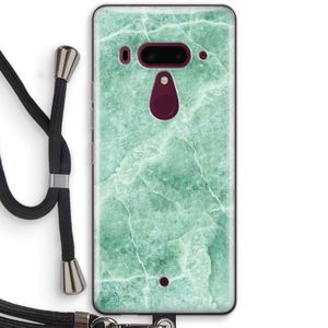 Groen marmer: HTC U12+ Transparant Hoesje met koord