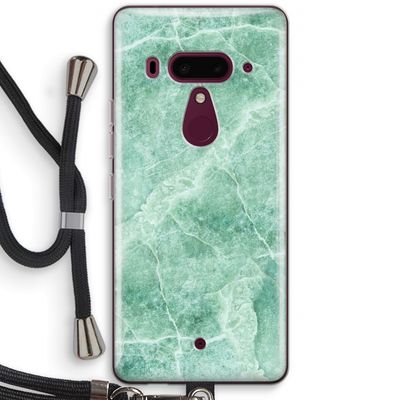 Groen marmer: HTC U12+ Transparant Hoesje met koord