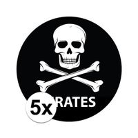 5x zwarte piraten thema stickertjes