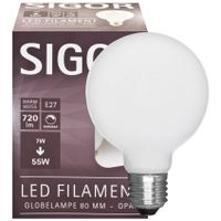 LED globe lamp 2700K 7W = 55W 720 lumen dimbaar 80mm E27
