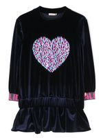 Billieblush robe en velours à motif coeur - Bleu