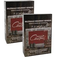 Kerst deurmat onderlegger - Set van 2x stuks - met muziek/kerstmuziek - 35 x 25 cm