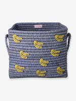 LOVE mand van raffia met rice handgrepen blauw