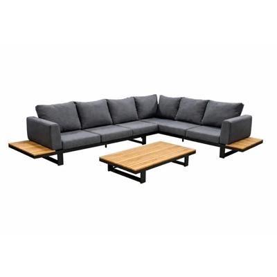 Funsui loungeset compleet coffee table aluminium black/teak armleuningen black/teak/panthe Yoi - Yoi