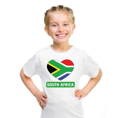Zuid Afrika Supporters t-shirt - kinderen - hartjes vlag - wit - korte mouwen - sport - kleding Zuid Afrika Supporters t-shirt - kinderen - hartjes vlag - wit - korte mouwen - sport - kleding