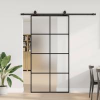 Schuifdeur met beslagset 102,5x205 cm ESG glas zwart