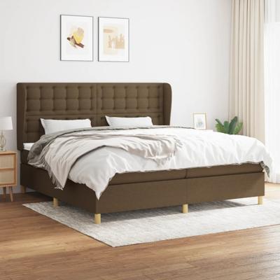 Boxspring met matras stof donkerbruin 200x200 cm