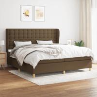 Boxspring met matras stof donkerbruin 200x200 cm