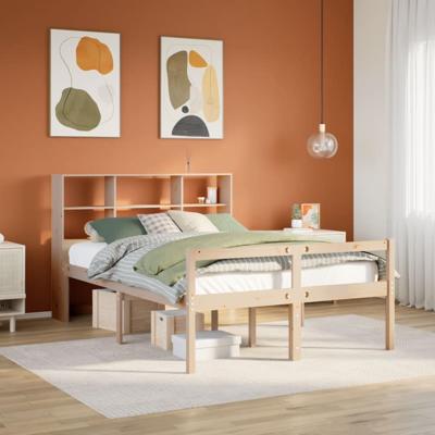 Bed met boekenkast zonder matras massief grenenhout 140x200 cm
