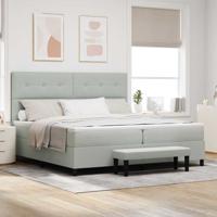 Boxspring Bed met Matras & Bank Lichtgrijs 200x200 cm Fluweel
