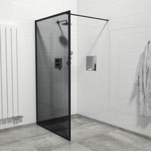 Saniclass Bellini Inloopdouche - 100x200cm - veiligheidsglas - rook glas - mat zwarte lijst rondom - anti kalk Mirrors-100B/NFF/S