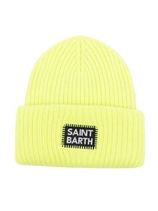 MC2 Saint Barth Kids bonnet nervuré à logo appliqué - Jaune