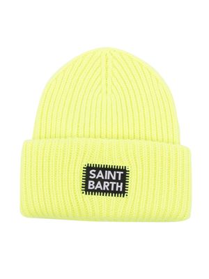 MC2 Saint Barth Kids bonnet nervuré à logo appliqué - Jaune