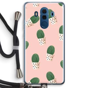 Cactusprint roze: Huawei Mate 10 Pro Transparant Hoesje met koord