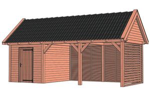Buitenverblijf Zadeldak XL 765x380 cm - Combinatie 1- Zadeldak- Onbehandeld lariks Douglas hout- Trendhout