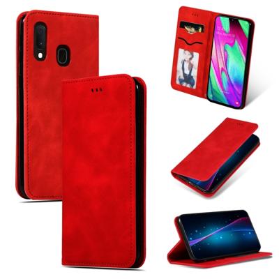 Retro huid voelen Business magnetische horizontale Flip lederen case voor Galaxy A20E & A10E & A202F (rood)