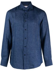 Brunello Cucinelli chemise en lin à boutonnière - Bleu