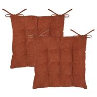 Stof Textile stoelkussen Dandy - 2x - wijnrood - 38 x 38 x 5 cm - touwtjes sluiting - ribcord Stof Textile stoelkussen Dandy - 2x - wijnrood - 38 x 38 x 5 cm - touwtjes sluiting - ribcord