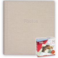 Fotoboek/fotoalbum met 30 paginas creme 29 x 31 x 4 cm inclusief plakkers