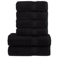 VidaXL 6-delige handdoekenset solund 600 g/m² zwart