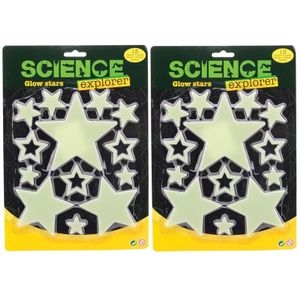 2x Glow in the dark sterren geel 13 stuks