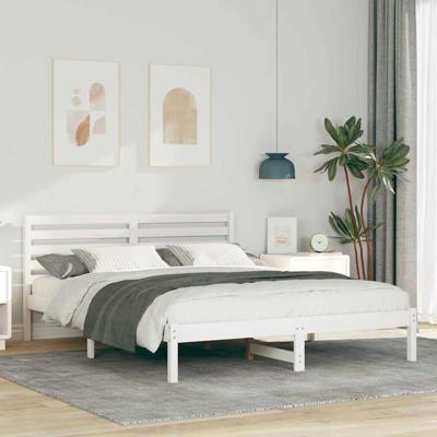 Bedframe met hoofdeinde Wit 160 x 200 cm Massief grenenhout