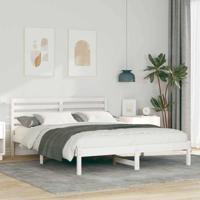 Bedframe met hoofdeinde Wit 160 x 200 cm Massief grenenhout