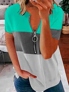 Casual Loosen Color Block Short Sleeve T-Shirt