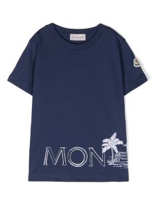 Moncler Enfant t-shirt en coton à logo imprimé - Bleu