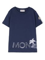 Moncler Enfant t-shirt en coton à logo imprimé - Bleu - thumbnail