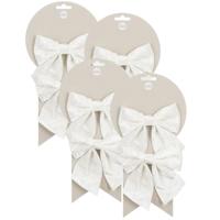 Kerst ornamenten strikken - 8x st - wit - 12 x 13 cm - kerstboomstrikjes