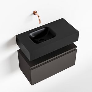 Toiletmeubel Mondiaz Andor | 60 cm | Meubelkleur Dark grey | Lex vrijhangend wastafel Urban Links | Zonder kraangat